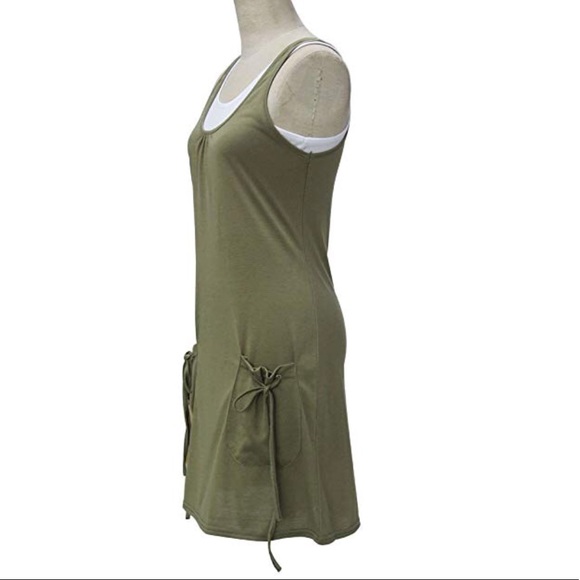 Olive Pocket T Shirt Dress/Undershirt Combination - Picture 4 of 6